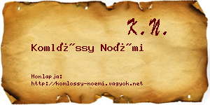 Komlóssy Noémi névjegykártya